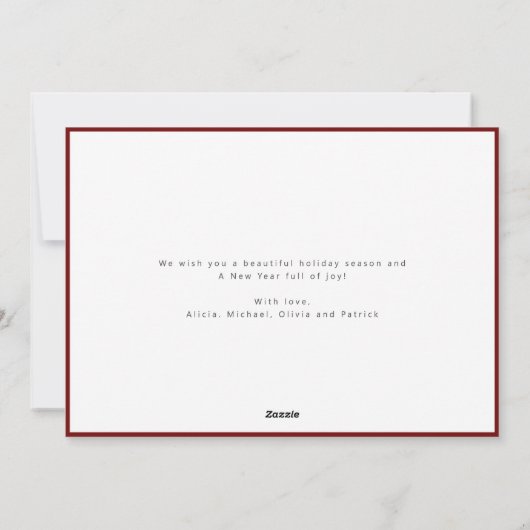 メリークリスマスエレガントスクリプト3枚の写真コラージュ シーズンカード (裏面)