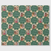 メリークリスマスエレガントスノーフレーク写真グリーン ラッピングペーパー (フラット)