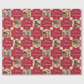 メリークリスマスエレガントスノーフレーク写真深いレッド ラッピングペーパー (フラット)