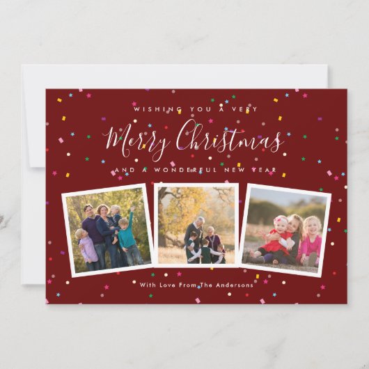 メリークリスマスエレガントタイポグラフィ家族写真 シーズンカード (正面)