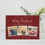メリークリスマスエレガントタイポグラフィ家族写真 シーズンカード (スタンド正面)