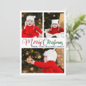 メリークリスマスエレガントタイポグラフィ3写真かわいい シーズンカード (スタンド正面)