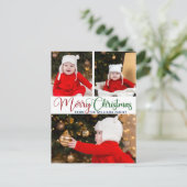 メリークリスマスエレガントタイポグラフィ3写真かわいい ポストカード (スタンド正面)