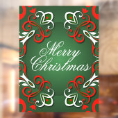 メリークリスマスエレガントバロック赤グリーン&ホワイト ウィンドウサイン (シート2)