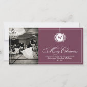 メリークリスマスエレガントバーガンディMonogramの写真 シーズンカード (正面)