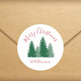 メリークリスマスエレガントパインカスタムギフト ラウンドシール