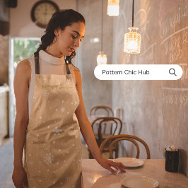 メリークリスマスエレガントパステルベージュスノーフレーク エプロン