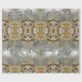 メリークリスマスエレガントフェイク金ゴールドシルバースクリプト ラッピングペーパー (フラット)