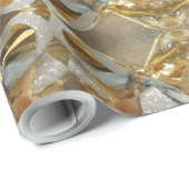 メリークリスマスエレガントフェイク金ゴールドシルバースクリプトWr ラッピングペーパー (ロールコーナー)