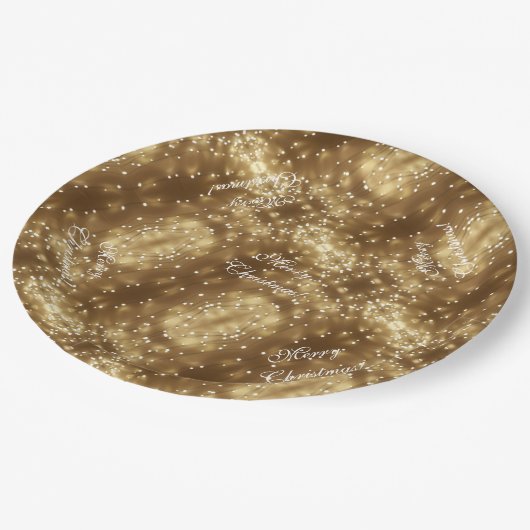 メリークリスマスエレガントフェスティバルの光の列 ペーパープレート (アングル)