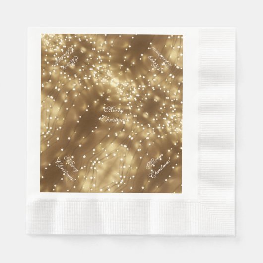 メリークリスマスエレガントフェスティバルの光の列 縁ありランチョンナプキン (正面)