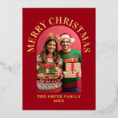 メリークリスマスエレガントフォトアーチ 箔シーズンカード (正面)