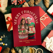 メリークリスマスエレガントフォトアーチ 箔シーズンカード