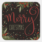 メリークリスマスエレガントフローラパインのインスピレーション スクエアシール (正面)