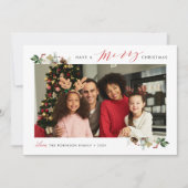 メリークリスマスエレガントフローラ写真ホリデーカード シーズンカード (正面)