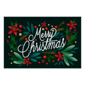 メリークリスマスエレガントフローラ書道台本 ポスター (正面)
