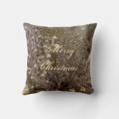 メリークリスマスエレガントブラウン金ゴールド装飾用クッション クッション (裏面)