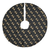 メリークリスマスエレガントブラック金ゴールドエンジェルパターン フェイクリネンツリースカート (正面)