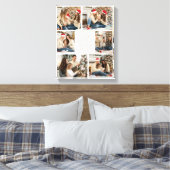メリークリスマスエレガントベージュ家族の写真コラージュ キャンバスプリント (インサイチュ (寝室))