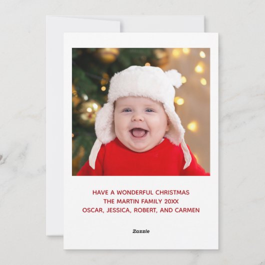 メリークリスマスエレガントホワイトタイポグラフィ写真 シーズンカード (裏面)