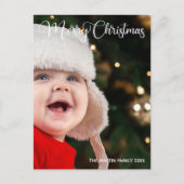 メリークリスマスエレガントホワイトタイポグラフィ写真 ポストカード (正面)