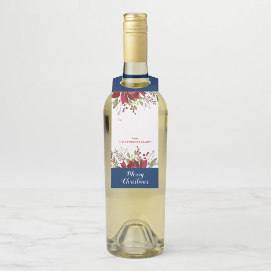 メリークリスマスエレガントボタニカルホリデー ボトルネックタグ (ボトル)