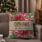 メリークリスマスエレガントポインセチア家名 クッション