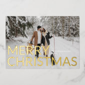 メリークリスマスエレガントミニマル写真 箔シーズンカード (正面)