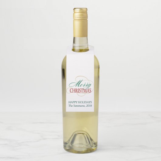 メリークリスマスエレガントモダンホリデースクリプト ボトルネックタグ (ボトル)