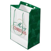 メリークリスマスエレガントモダンホリデースクリプト ミディアムペーパーバッグ (正面アングル)