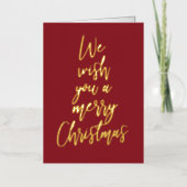 メリークリスマスエレガントレッドゴールドフォイルフォトカード 箔シーズンカード (正面)