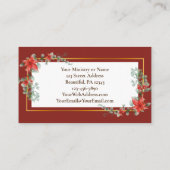 メリークリスマスエレガントレッドポインセチアフローラ 名刺 (裏面)