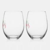 メリークリスマスエレガントレトロタイポグラフィ ステムなしワイングラス (左)