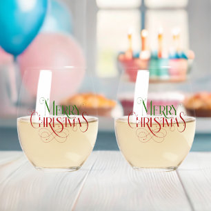 メリークリスマスエレガントレトロタイポグラフィ ステムなしワイングラス