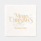 メリークリスマスエレガントレトロタイポグラフィ 箔ナプキン (正面)