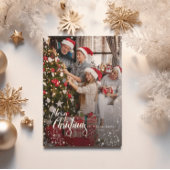 メリークリスマスエレガントワンフォトスノーフレームカード シーズンカード