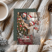 メリークリスマスエレガントワンフォトスノーフレームカード シーズンカード