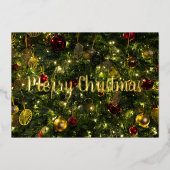 メリークリスマスエレガントヴィンテージ飾ツリー 箔シーズンカード (正面)