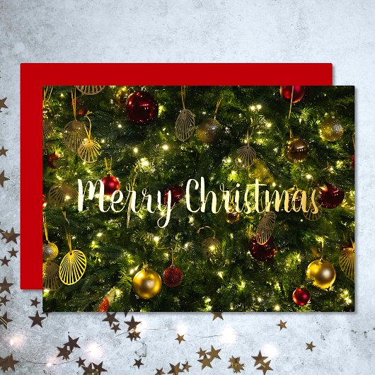 メリークリスマスエレガントヴィンテージ飾ツリー 箔シーズンカード