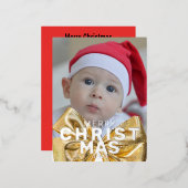 メリークリスマスエレガント一枚写真 箔シーズンポストカード (正面/裏面)