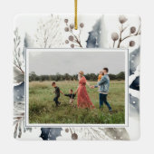 メリークリスマスエレガント冬水カラーフローラ セラミックオーナメント (裏面)