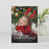 メリークリスマスエレガント台本ホワイト文字オーバーレイ シーズンカード (スタンド正面)