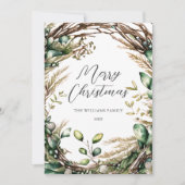 メリークリスマスエレガント台本素朴植物学 シーズンカード (正面)