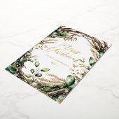 メリークリスマスエレガント台本素朴植物学 箔シーズンカード (回転した状態)