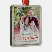 メリークリスマスエレガント家族の写真記念 メタルオーナメント (右)