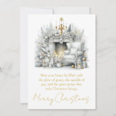 メリークリスマスエレガント暖炉とシャンデリア シーズンカード (正面)