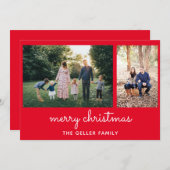 メリークリスマスエレガント脚本ダブルフォト シーズンカード (正面/裏面)