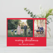 メリークリスマスエレガント脚本ダブルフォト シーズンカード (スタンド正面)
