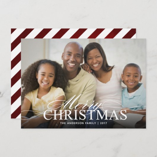 メリークリスマスエレガント脚本写真フラットカード シーズンカード (正面/裏面)