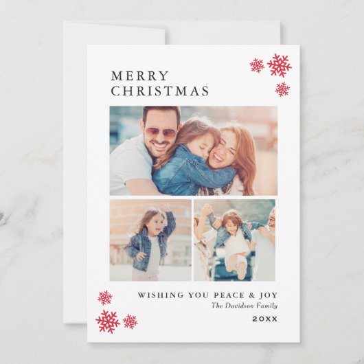 メリークリスマスエレガント赤いコラージュ シーズンカード (正面)
